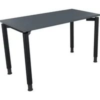 Schreibtisch all in one 1.200 x 680-820 x 600 mm (B x H x T) Vierfuß Rundrohr lavagrau