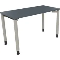 Schreibtisch all in one 1.200 x 680-820 x 600 mm (B x H x T) Vierfuß Rundrohr lavagrau