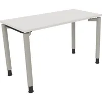 Schreibtisch all in one 1.200 x 680-820 x 600 mm (B x H x T) Vierfuß Rundrohr diamant weiß