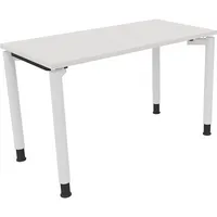 Schreibtisch all in one 1.200 x 680-820 x 600 mm (B x H x T) Vierfuß Rundrohr diamant weiß
