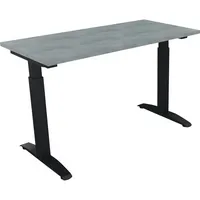 Soennecken Schreibtisch All in One, manuell höhenverstellbar, 65-85cm (H), 120x60cm (BxT), rechteckig, beton hell / anthrazit metallic 4003