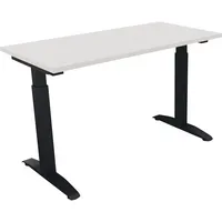 Soennecken Schreibtisch All in One, manuell höhenverstellbar, 65-85cm (H), 120x60cm (BxT), rechteckig, weiß / anthrazit metallic 4003969071
