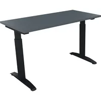 Soennecken Schreibtisch All in One, manuell höhenverstellbar, 65-85cm (H), 120x60cm (BxT), rechteckig, lavagrau / anthrazit metallic 400396