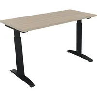 Soennecken Schreibtisch All in One, manuell höhenverstellbar, 65-85cm (H), 120x60cm (BxT), rechteckig, eiche natur / anthrazit metallic 400