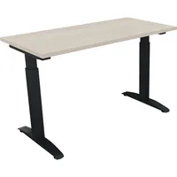 Soennecken Schreibtisch All in One, manuell höhenverstellbar, 65-85cm (H), 120x60cm (BxT), rechteckig, akazie hell / anthrazit metallic 400