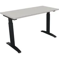 Soennecken Schreibtisch All in One, manuell höhenverstellbar, 65-85cm (H), 120x60cm (BxT), rechteckig, lichtgrau / anthrazit metallic 40039