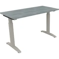 Soennecken Schreibtisch All in One, manuell höhenverstellbar, 65-85cm (H), 120x60cm (BxT), rechteckig, beton hell / silberaluminium 4003969