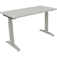 Soennecken Schreibtisch All in One, manuell höhenverstellbar, 65-85cm (H), 120x60cm (BxT), rechteckig, lichtgrau / silberaluminium 40039690