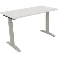 Soennecken Schreibtisch All in One, manuell höhenverstellbar, 65-85cm (H), 120x60cm (BxT), rechteckig, weiß / silberaluminium 4003969070905