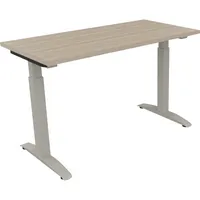 Soennecken Schreibtisch All in One, manuell höhenverstellbar, 65-85cm (H), 120x60cm (BxT), rechteckig, eiche natur / silberaluminium 400396