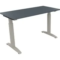Soennecken Schreibtisch All in One, manuell höhenverstellbar, 65-85cm (H), 120x60cm (BxT), rechteckig, lavagrau / silberaluminium 400396907
