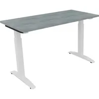 Soennecken Schreibtisch All in One, manuell höhenverstellbar, 65-85cm (H), 120x60cm (BxT), rechteckig, beton hell / weiß 4003969070899 Soen