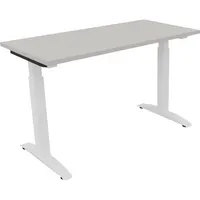 Soennecken Schreibtisch All in One, manuell höhenverstellbar, 65-85cm (H), 120x60cm (BxT), rechteckig, lichtgrau / weiß 4003969070882 Soenn