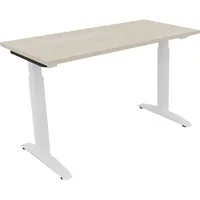 Soennecken Schreibtisch All in One, manuell höhenverstellbar, 65-85cm (H), 120x60cm (BxT), rechteckig, akazie hell / weiß 4003969070875 Soe