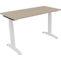 Soennecken Schreibtisch All in One, manuell höhenverstellbar, 65-85cm (H), 120x60cm (BxT), rechteckig, eiche natur / weiß 4003969070974 Soe