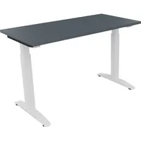 Soennecken Schreibtisch All in One, manuell höhenverstellbar, 65-85cm (H), 120x60cm (BxT), rechteckig, lavagrau / weiß 4003969070950 Soenne