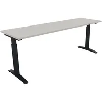 Soennecken Schreibtisch All in One, manuell höhenverstellbar, 65-85cm (H), 200x60cm (BxT), rechteckig, lichtgrau / anthrazit metallic 40039