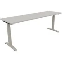 Soennecken Schreibtisch All in One, manuell höhenverstellbar, 65-85cm (H), 200x60cm (BxT), rechteckig, lichtgrau / silberaluminium 40039690