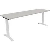 Soennecken Schreibtisch All in One, manuell höhenverstellbar, 65-85cm (H), 200x60cm (BxT), rechteckig, lichtgrau / weiß 4003969074507 Soenn