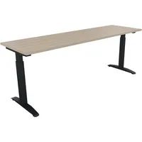 Soennecken Schreibtisch All in One, manuell höhenverstellbar, 65-85cm (H), 200x60cm (BxT), rechteckig, eiche natur / anthrazit metallic 400