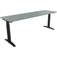 Soennecken Schreibtisch All in One, manuell höhenverstellbar, 65-85cm (H), 200x60cm (BxT), rechteckig, beton hell / anthrazit metallic 4003
