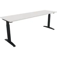 Soennecken Schreibtisch All in One, manuell höhenverstellbar, 65-85cm (H), 200x60cm (BxT), rechteckig, weiß / anthrazit metallic 4003969074