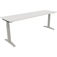 Soennecken Schreibtisch All in One, manuell höhenverstellbar, 65-85cm (H), 200x60cm (BxT), rechteckig, weiß / silberaluminium 4003969074453