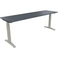 Soennecken Schreibtisch All in One, manuell höhenverstellbar, 65-85cm (H), 200x60cm (BxT), rechteckig, lavagrau / silberaluminium 400396907