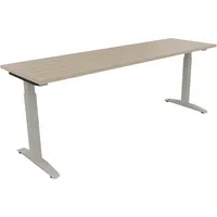 Soennecken Schreibtisch All in One, manuell höhenverstellbar, 65-85cm (H), 200x60cm (BxT), rechteckig, eiche natur / silberaluminium 400396