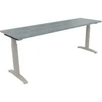 Soennecken Schreibtisch All in One, manuell höhenverstellbar, 65-85cm (H), 200x60cm (BxT), rechteckig, beton hell / silberaluminium 4003969