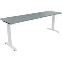 Soennecken Schreibtisch All in One, manuell höhenverstellbar, 65-85cm (H), 200x60cm (BxT), rechteckig, beton hell / weiß 4003969074477 Soen