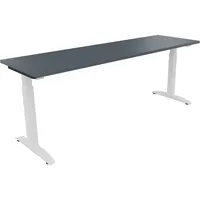 Soennecken Schreibtisch All in One, manuell höhenverstellbar, 65-85cm (H), 200x60cm (BxT), rechteckig, lavagrau / weiß 4003969074538 Soenne