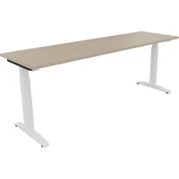 Soennecken Schreibtisch All in One, manuell höhenverstellbar, 65-85cm (H), 200x60cm (BxT), rechteckig, eiche natur / weiß 4003969074439 Soe
