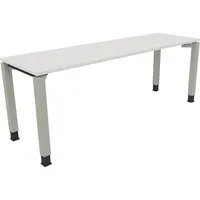 Soennecken Schreibtisch All in One, manuell höhenverstellbar, 68-82cm (H), 200x60cm (BxT), rechteckig, weiß / silberaluminium 4003969079748