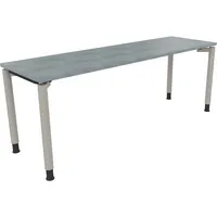 Soennecken Schreibtisch All in One, manuell höhenverstellbar, 68-82cm (H), 200x60cm (BxT), rechteckig, beton hell / silberaluminium 4003969