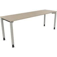 Soennecken Schreibtisch All in One, manuell höhenverstellbar, 68-82cm (H), 200x60cm (BxT), rechteckig, eiche natur / silberaluminium 400396
