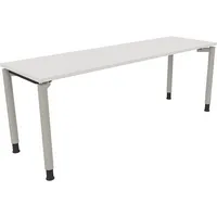 Soennecken Schreibtisch All in One, manuell höhenverstellbar, 68-82cm (H), 200x60cm (BxT), rechteckig, weiß / silberaluminium 4003969083516