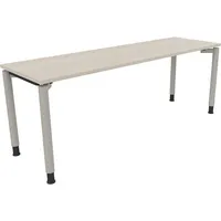 Soennecken Schreibtisch All in One, manuell höhenverstellbar, 68-82cm (H), 200x60cm (BxT), rechteckig, akazie hell / silberaluminium 400396