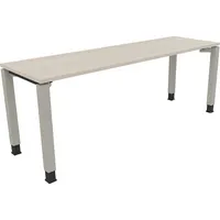 Soennecken Schreibtisch All in One, manuell höhenverstellbar, 68-82cm (H), 200x60cm (BxT), rechteckig, akazie hell / silberaluminium 400396
