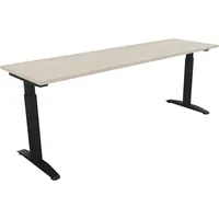 Soennecken Schreibtisch All in One, manuell höhenverstellbar, 65-85cm (H), 200x60cm (BxT), rechteckig, akazie hell / anthrazit metallic 400