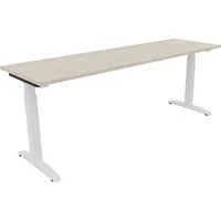 Soennecken Schreibtisch All in One, manuell höhenverstellbar, 65-85cm (H), 200x60cm (BxT), rechteckig, akazie hell / weiß 4003969074514 Soe