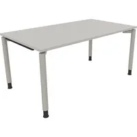 Soennecken Schreibtisch All in One, manuell höhenverstellbar, 68-82cm (H), 160x90cm (BxT), rechteckig, lichtgrau / silberaluminium 40039690