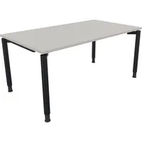 Soennecken Schreibtisch All in One, manuell höhenverstellbar, 68-82cm (H), 160x90cm (BxT), rechteckig, lichtgrau / anthrazit metallic 40039