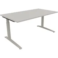 Soennecken Schreibtisch All in One, manuell höhenverstellbar, 65-85cm (H), 160x90cm (BxT), rechteckig, lichtgrau / silberaluminium 40039690