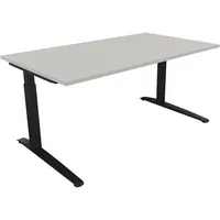 Soennecken Schreibtisch All in One, manuell höhenverstellbar, 65-85cm (H), 160x90cm (BxT), rechteckig, lichtgrau / anthrazit metallic 40039