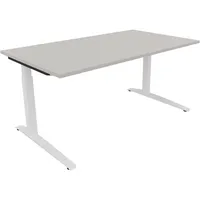 Soennecken Schreibtisch All in One, manuell höhenverstellbar, 65-85cm (H), 160x90cm (BxT), rechteckig, lichtgrau / weiß 4003969073951 Soenn