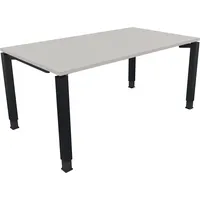 Soennecken Schreibtisch All in One, manuell höhenverstellbar, 68-82cm (H), 160x90cm (BxT), rechteckig, lichtgrau / anthrazit metallic 40039