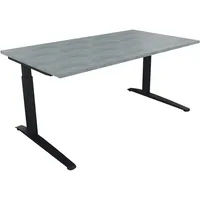 Soennecken Schreibtisch All in One, manuell höhenverstellbar, 65-85cm (H), 160x90cm (BxT), rechteckig, beton hell / anthrazit metallic 4003