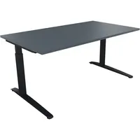 Soennecken Schreibtisch All in One, manuell höhenverstellbar, 65-85cm (H), 160x90cm (BxT), rechteckig, lavagrau / anthrazit metallic 400396