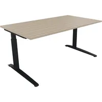 Soennecken Schreibtisch All in One, manuell höhenverstellbar, 65-85cm (H), 160x90cm (BxT), rechteckig, eiche natur / anthrazit metallic 400